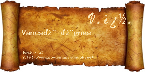 Vancsó Ágnes névjegykártya