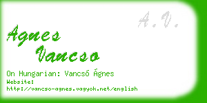 agnes vancso business card