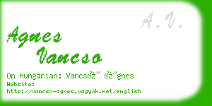 agnes vancso business card